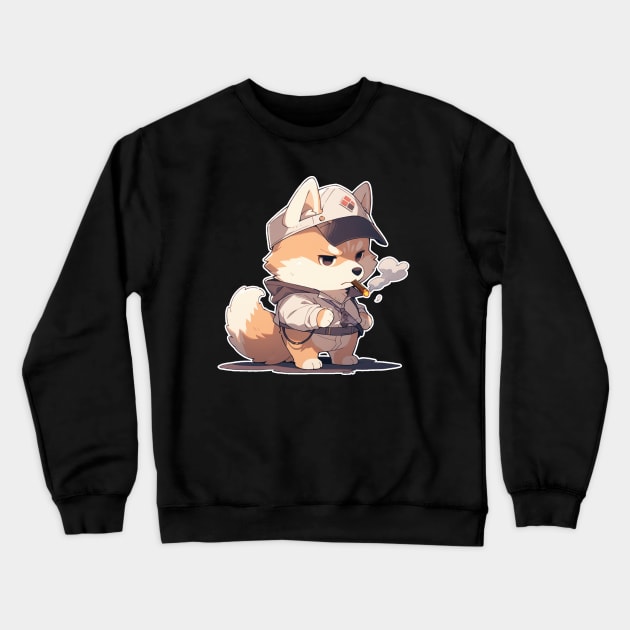 Akita Inu Cigar Crewneck Sweatshirt by Underground Cargo